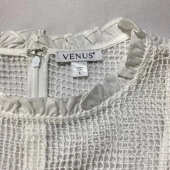 VENUS White Diamond Lace Ruffle Mini Dress - Picture 6 of 12